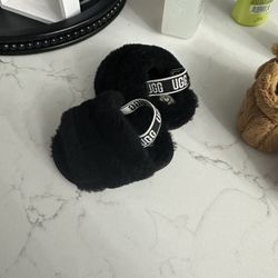 Baby Ugg Slides Size 02/03 Black/Pink/Gray