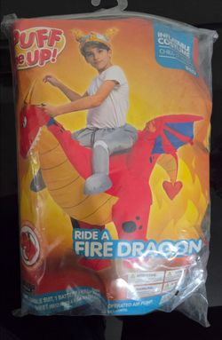 Inflatable "ride-a-fire-dragon" costume