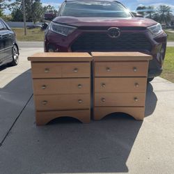 Wood 3-Drawer Nightstands / Bedside Tables — $50 EACH
