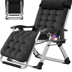 NEW Slsy Zero Gravity Chair - Padded Lounge Recliner with Side Tray