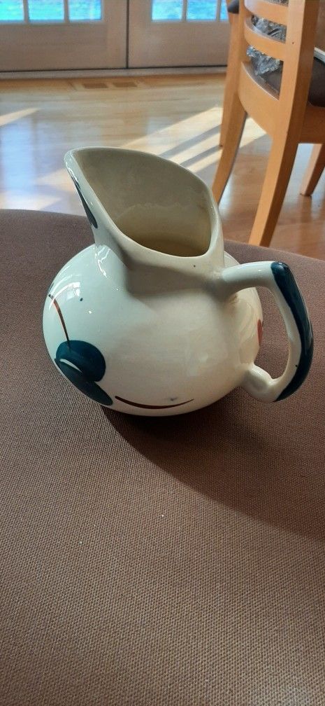 Purinton Slip Ware Pottery Leaves Flower Pitcher 