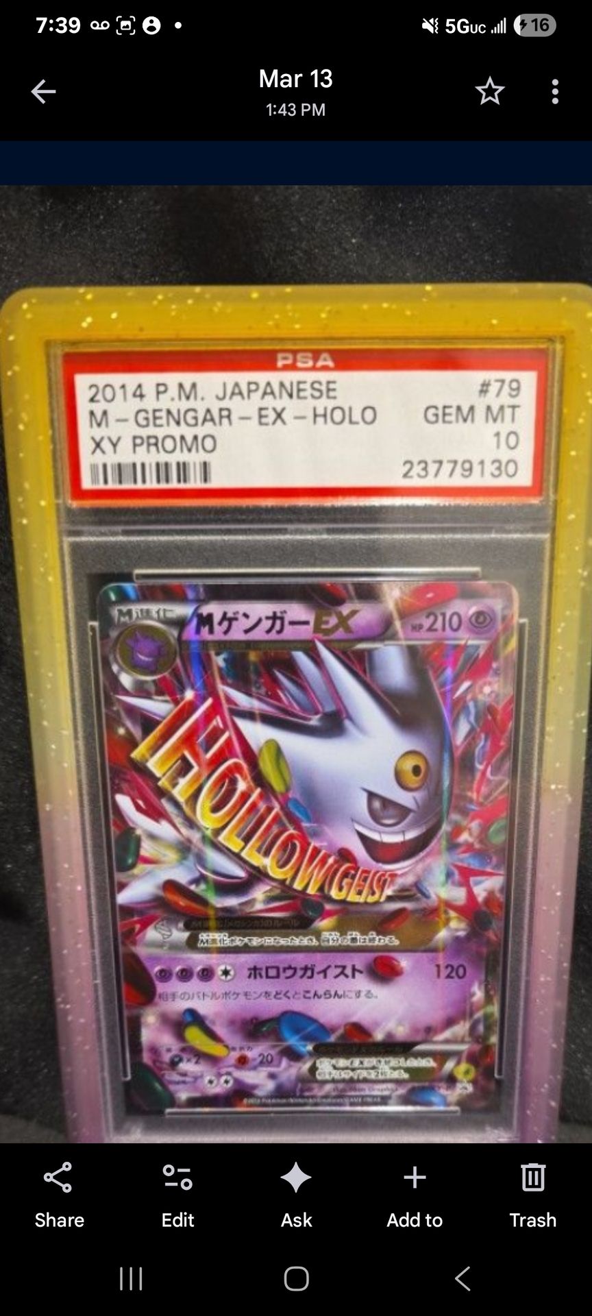 2014 japanese M GENGAR EX HOLO XY PROMO PSA10