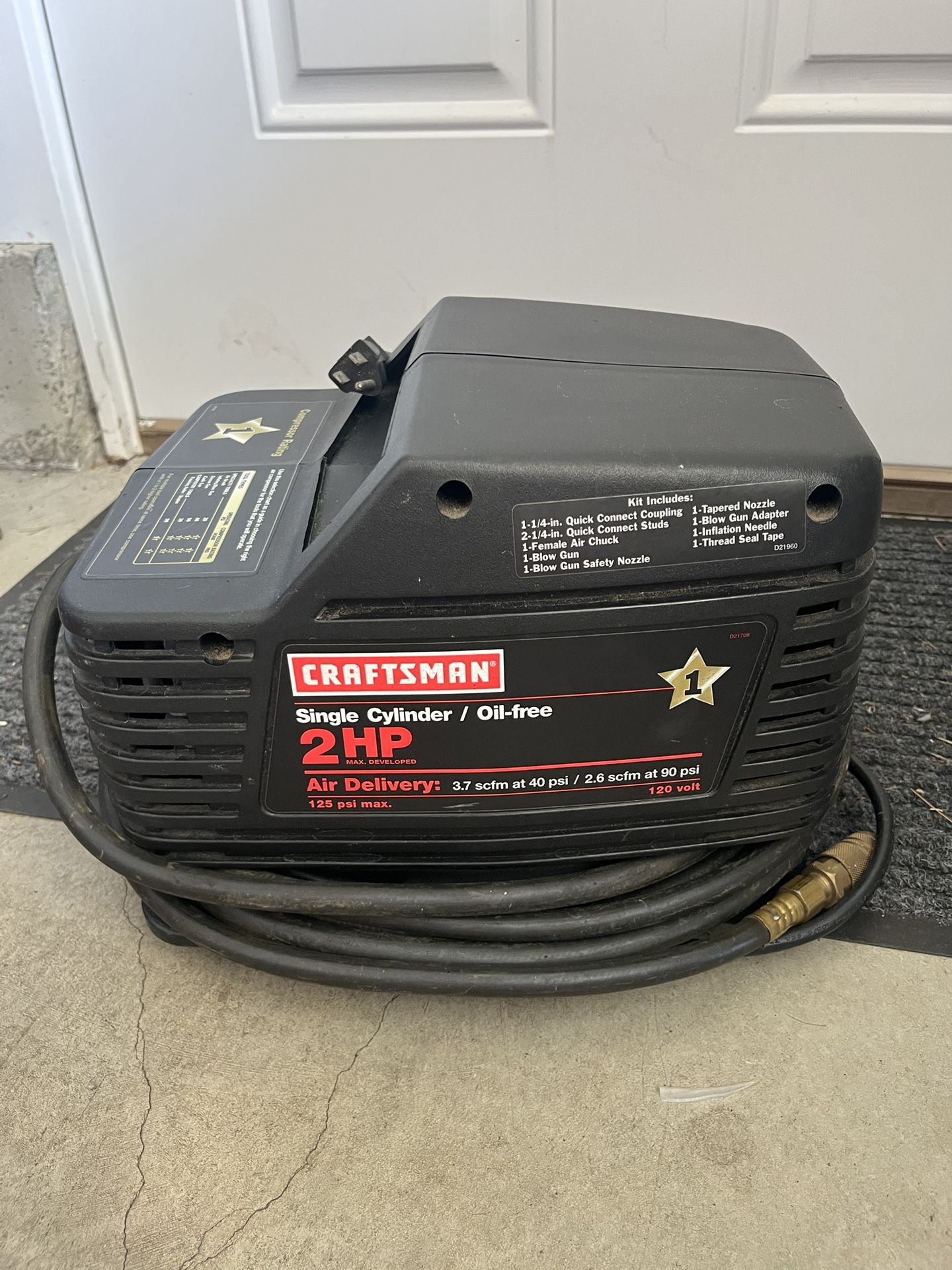 Craftsman air compressor 2HP 120V 125 PSI