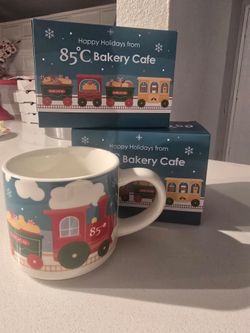 85°C Bakery Cafe Holiday Train Ceramic Mug