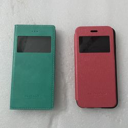 2 flip cases for the iphone 5 pink and green
