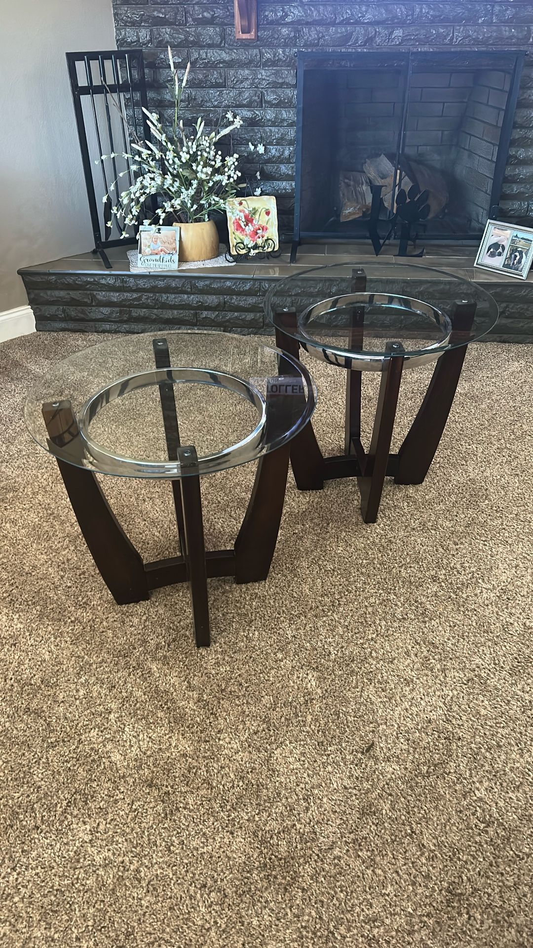 3 Glass End tables