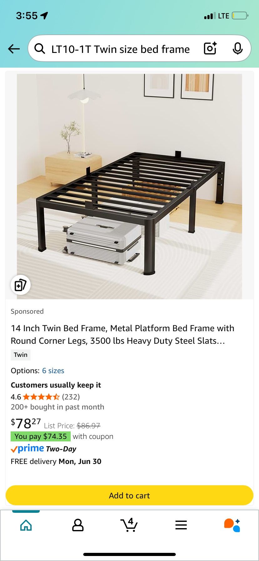 14 Inch Twin Size Metal Bed Frames (2)