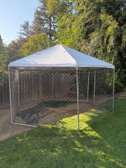 PawHut 13’ x 13’ Hexagon Outdoor Dog Kennel w/ Canopy & Gate