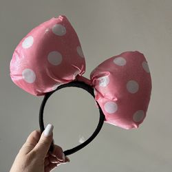 Authentic Disney Parks 3D Women's Minnie Mouse Headband Ears Glitter Pink
