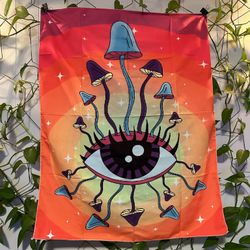 New eye mushroom tapestry wall hanging decor bedroom edm 420 trippy college dorm