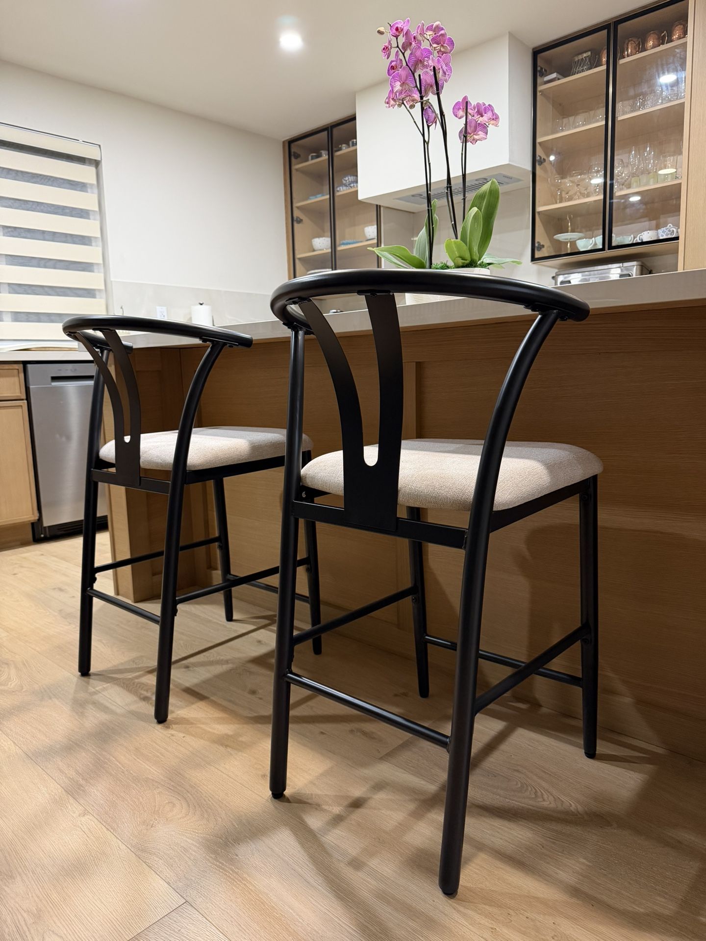 2 x Wishbone Style Counter Stool (NEW)