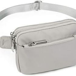 Fanny Packs for Women Crossbody Belt Bag Nylon Fashion Mini Waist Bag(Light Gray)