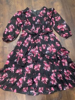 Women’s black pink Ruffle dress size 14 by terra & sky #19