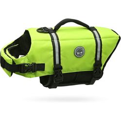 Dog Life Vest, Reflective & Adjustable with Rescue Handle, Bright Yellow, M(21-25in)