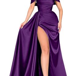 Purple Satin Prom Dress 