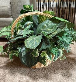 Large faux basket of plants