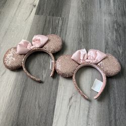 Only $10.00 Each, Disney Parks Minnie Mouse Rose Gold Sequins Pink Ear Headband 