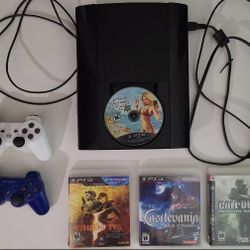 PS3 Super Slim (250GB) – GTA V, RE5, COD, Castlevania – Fully Working