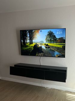 Black Floating TV Stand / Wall-Mount Media Console glossy finish