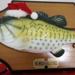 Vintage 1999 Christmas Big Mouth Billy Bass-Gemmy Industries-Motional Activated-Blues The Night Before Xmas- Working good.