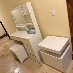 Free white vanity and side table 