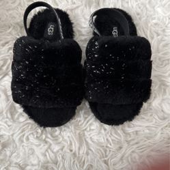 Black Glitter Ugg Slippers