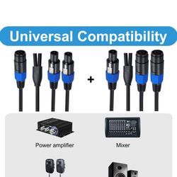 LanSenSu Cable divisor Speakon, 1 macho a 2 hembras XLR Y Splitter Speakon Cable Splitter Speakon 1 macho a 2 hembras (paquete de 1)