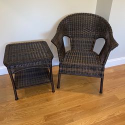 Pier 1 Rattan Chair & table