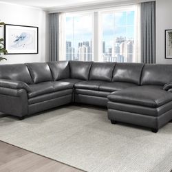 Brand New Genuine Leather Top Grain Sectional Set 