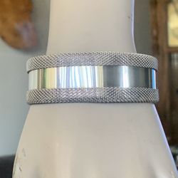 Gorgeous Vintage Italy 925 Sterling SilverSolid Wide Mesh Cuff Bracelet Unisex Weight 47.65 grams