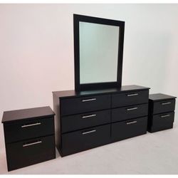 Dresser Whit Mirror And 2 Nightstands  - Cómoda Con Espejo Y 2 Mesitas De Noche 