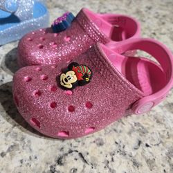Pink Glitter Crocs And Blue Glitter Crocs