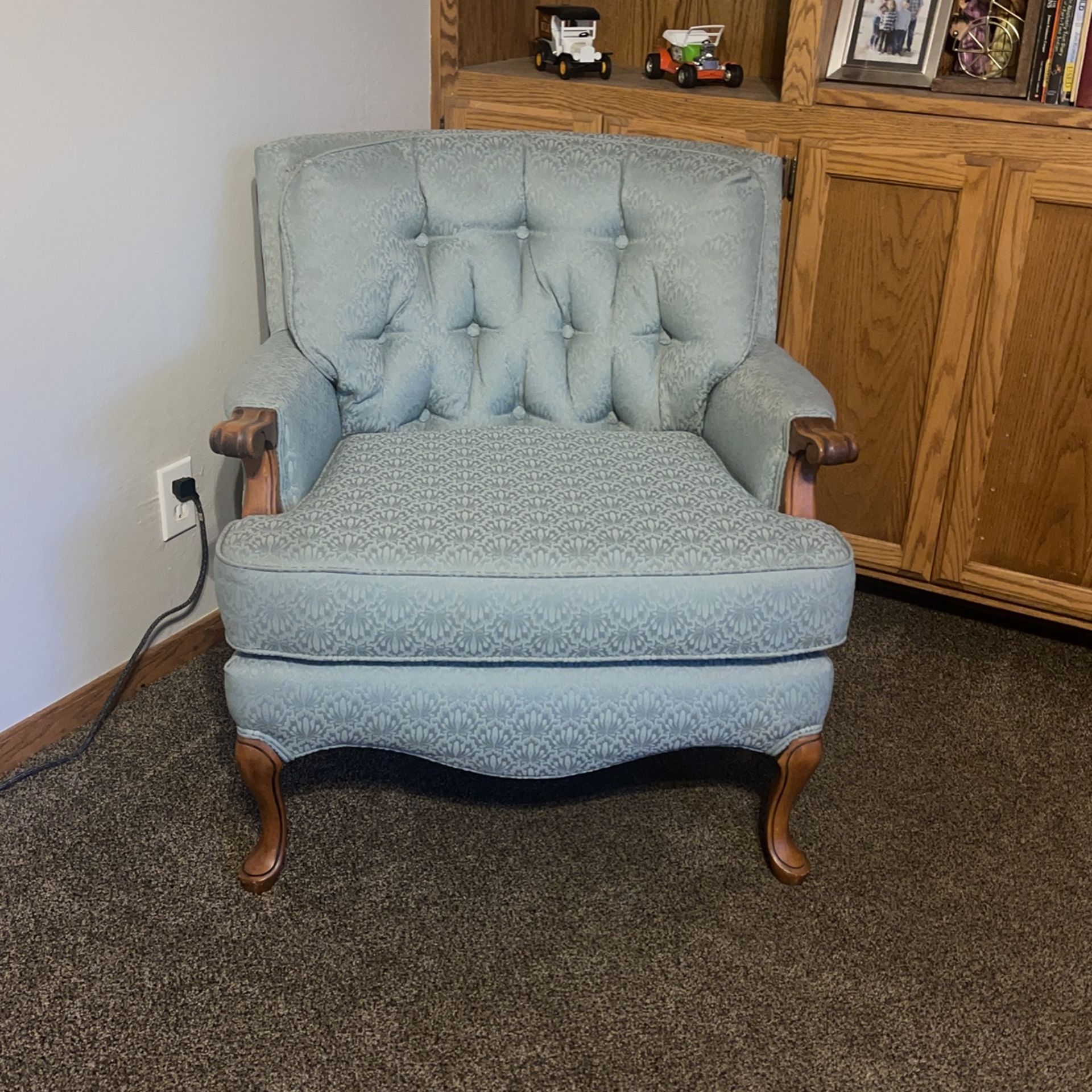 Pair Of Vintage Tufted French Style Arm Chairs