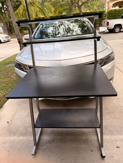 Wood black computer desk  4 tier
