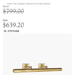 Chapman & Myers 30" Cabinet Maker's Picture Light Hand Rubbed Antique Brass Visual Comfort SL2707HAB