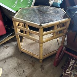 Vintage Bamboo Coffee Table Side Table 