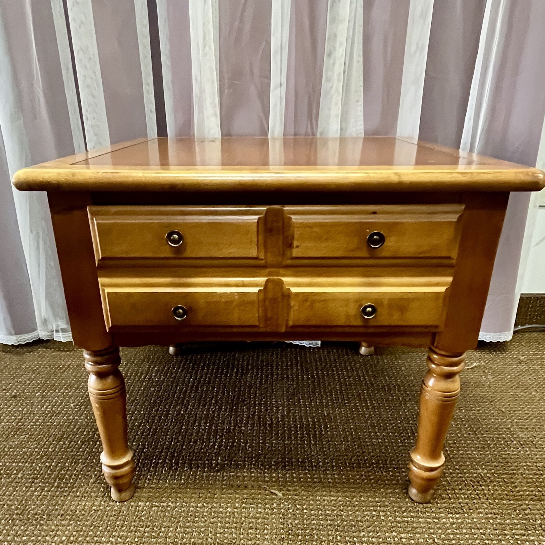 24” Square End Table with Drawer. Solid Wood Side Table. Accent Table