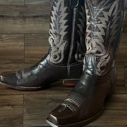 Vintage Dark Brown Squared Tip Western Cowboy boots 10D