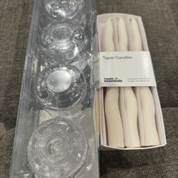 4-Pack Taper Candle Holders & 8-Candles- New