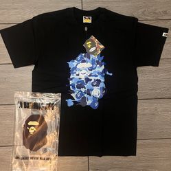 a blue camo gray ape with a black tee