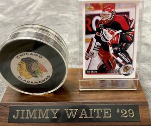 Jimmy Waite Autographed Puck & Card Display Case