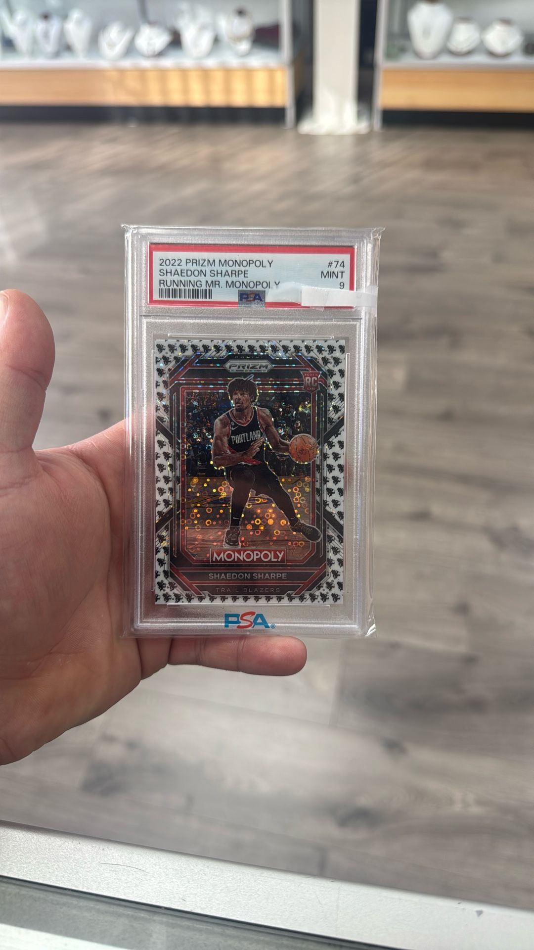 2022 Prizm Running Mr. Monopoly SHAEDON SHARPE PSA 9
