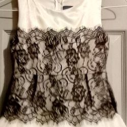 size 7  Kids Girl's Chantilly Place Black & Ivory White Dress