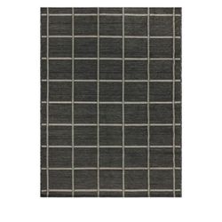 Charcoal Checkered Woven 7’ x 10’ Outdoor Rug - Polypropylene/Polyester - Black & White