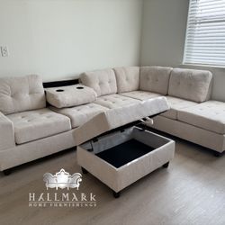 Performance Fabric Sectionals + Ottoman 