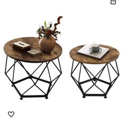 Small Coffee Table, Round End Table Set of 2