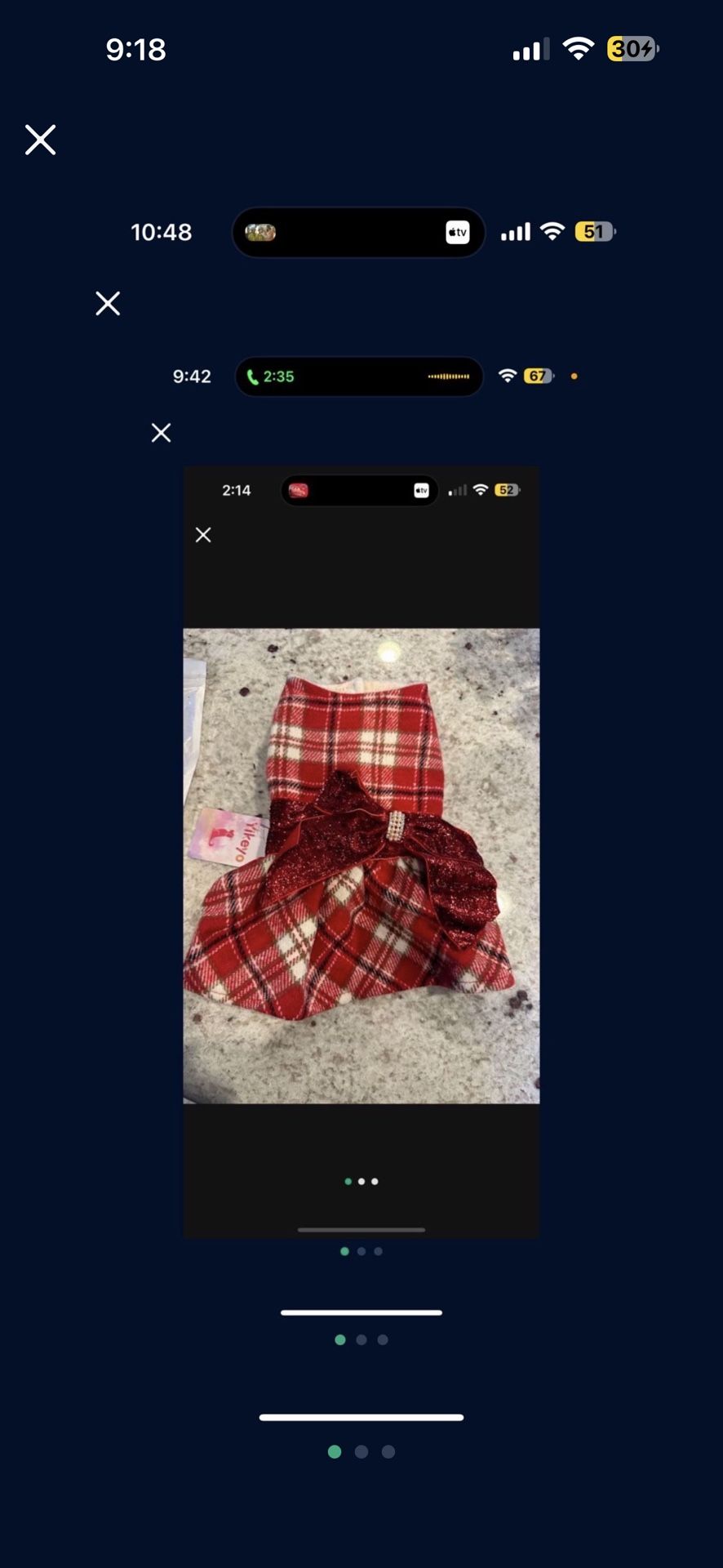 Brand New X-small Dog Red Plaid Holiday Dress