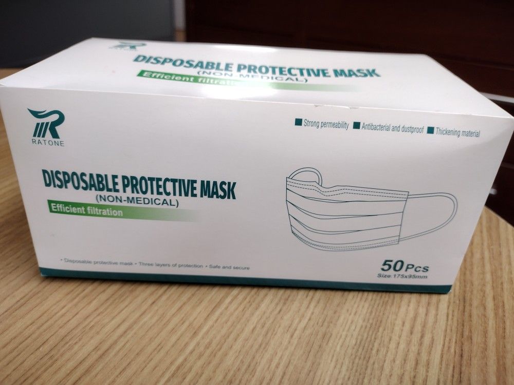 50 PCS Disposable Face Non Medical Surgical 3 Ply Ear loop Non Woven Fabric