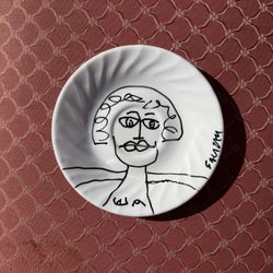 Tata Series  Original Hand-Painted Vintage Porcelain Art Plate by Alexander Salazar 