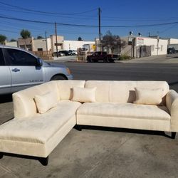 BRAND NEW 7x9ft and 9x7ft SECTIONAL CHAISE SOFAS,  CREAM MICROFIBER. CUSTOM MADE AVAILABLE